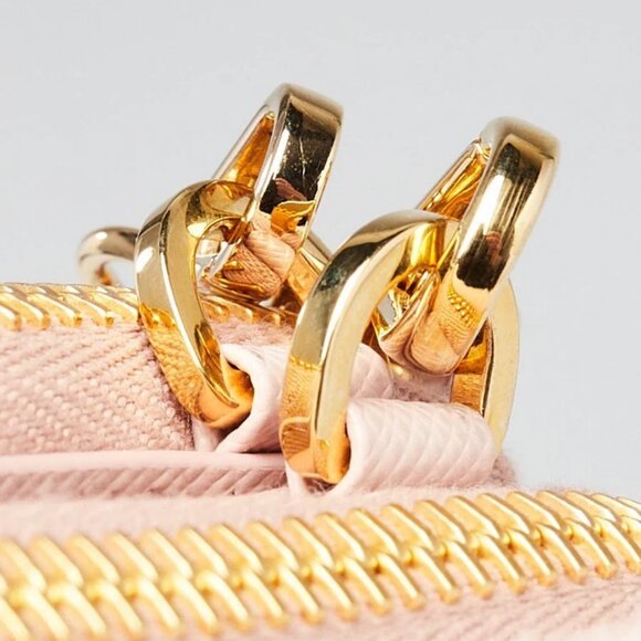 Prada Orchidea Shearling/Saffiano Leather Triangle Mini Pouch Crossbody Clutc... - Picture 7 of 12